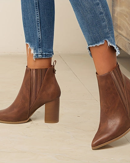 Bexley | Women's Square Heel Pointed Toe Ankle Boots - Black - Image 3