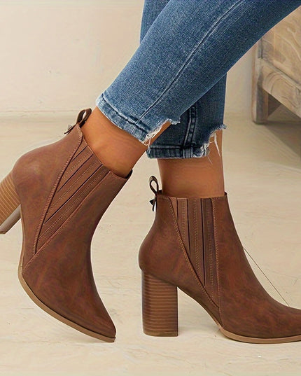 Bexley | Women's Square Heel Pointed Toe Ankle Boots - Black - Image 4