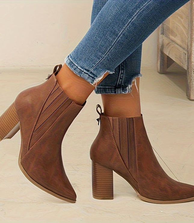 Bexley | Women's Square Heel Pointed Toe Ankle Boots - Black - Image 4
