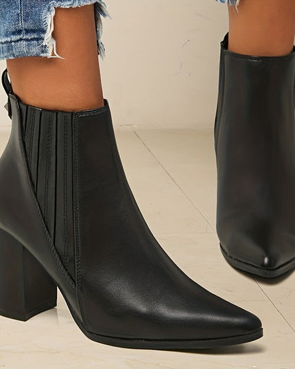 Bexley | Women's Square Heel Pointed Toe Ankle Boots - Black - Image 5