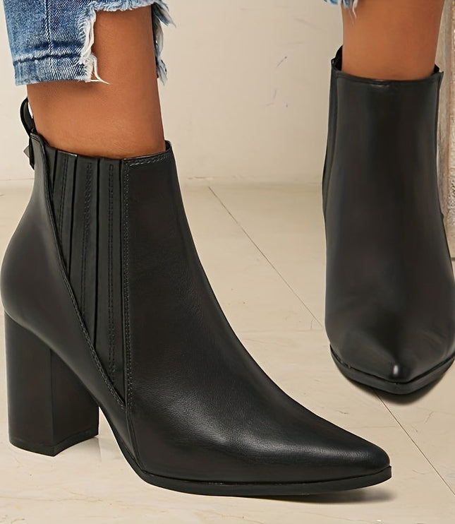 Bexley | Women's Square Heel Pointed Toe Ankle Boots - Black - Image 5
