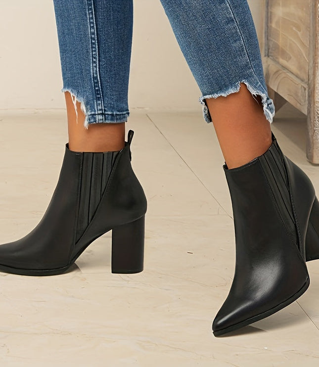 Bexley | Women's Square Heel Pointed Toe Ankle Boots - Black - Image 6