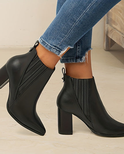 Bexley | Women's Square Heel Pointed Toe Ankle Boots - Black - Image 7