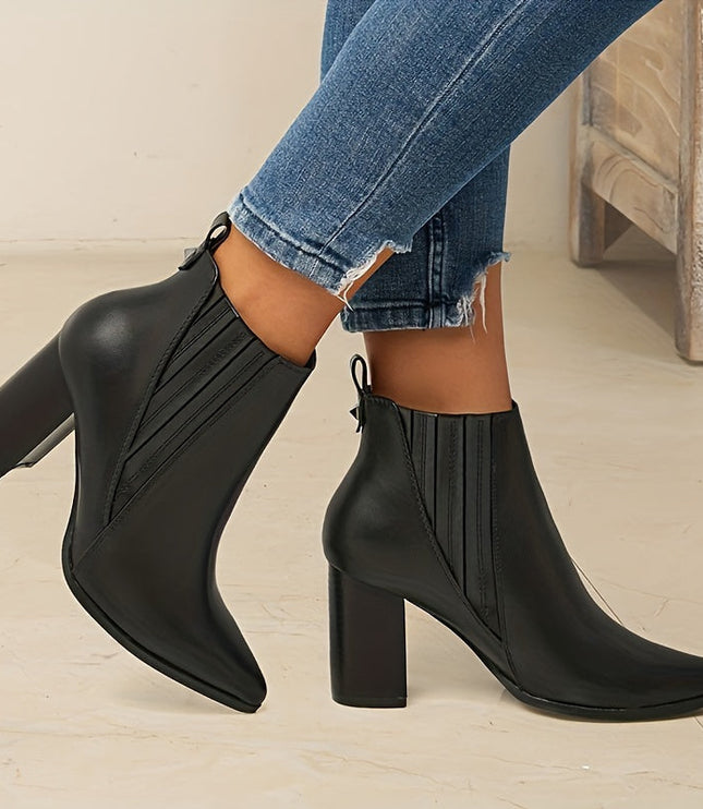 Bexley | Women's Square Heel Pointed Toe Ankle Boots - Black - Image 7