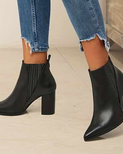 Bexley | Women's Square Heel Pointed Toe Ankle Boots - Black - Image 8