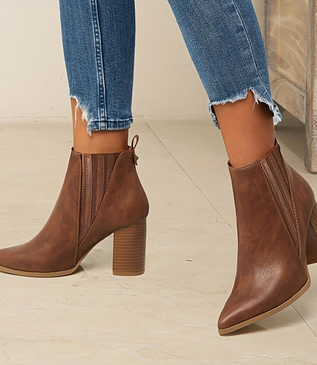 Bexley | Women's Square Heel Pointed Toe Ankle Boots - Black - Image 9