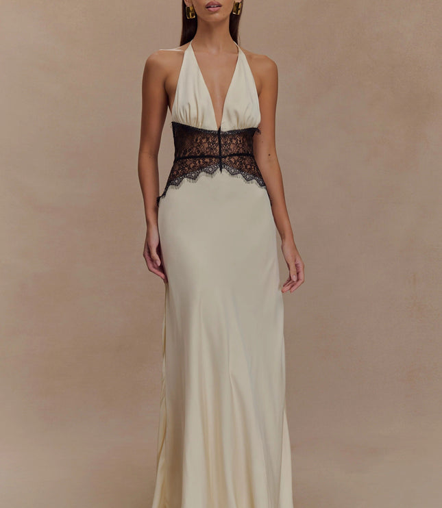 Vestido maxi de verano con lunares y escote en V para invitada de boda mujer