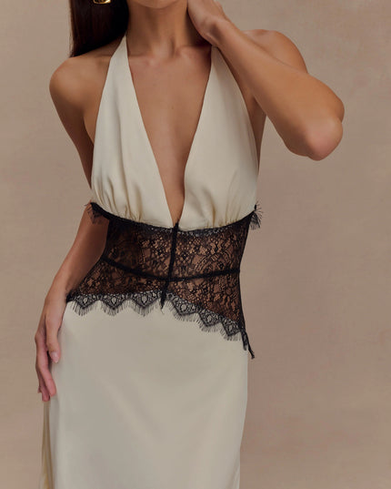 Vestido maxi de verano con lunares y escote en V para invitada de boda mujer