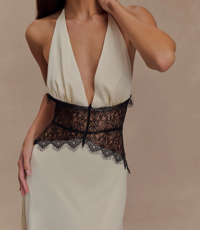 Vestido maxi de verano con lunares y escote en V para invitada de boda mujer