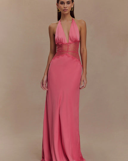 Vestido maxi de verano con lunares y escote en V para invitada de boda mujer