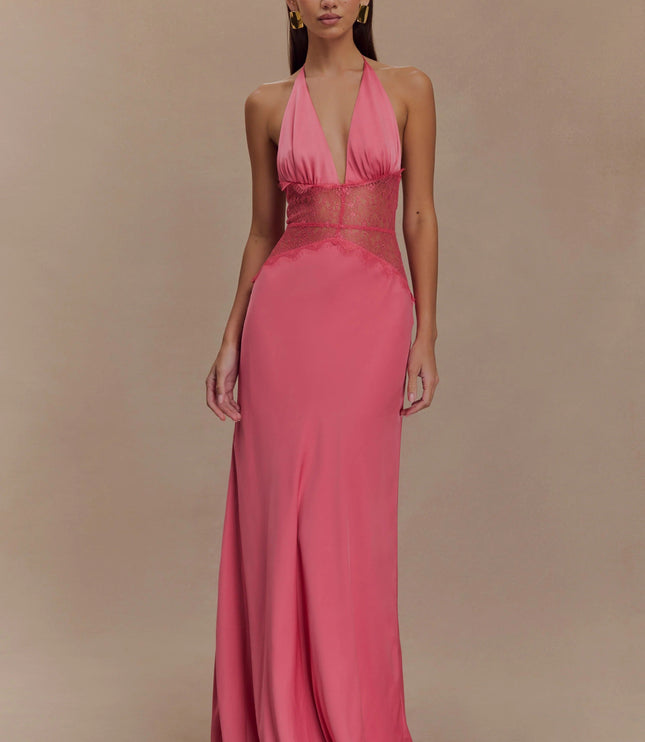 Vestido maxi de verano con lunares y escote en V para invitada de boda mujer
