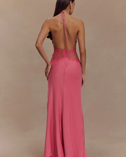 Vestido maxi de verano con lunares y escote en V para invitada de boda mujer