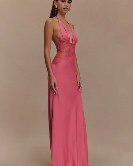 Vestido maxi de verano con lunares y escote en V para invitada de boda mujer