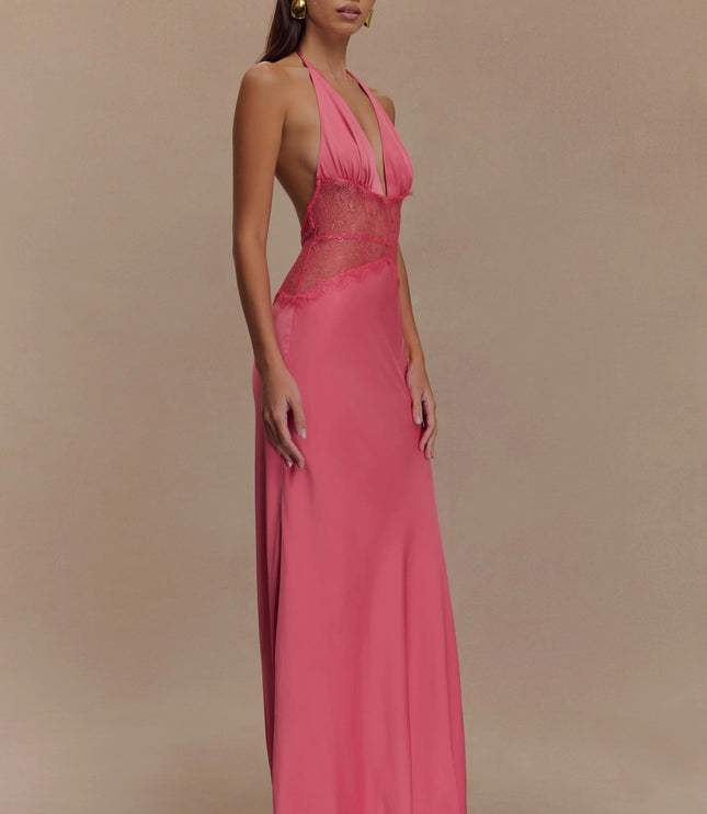 Vestido maxi de verano con lunares y escote en V para invitada de boda mujer
