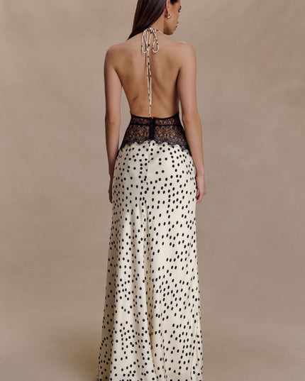 Vestido maxi de verano con lunares y escote en V para invitada de boda mujer