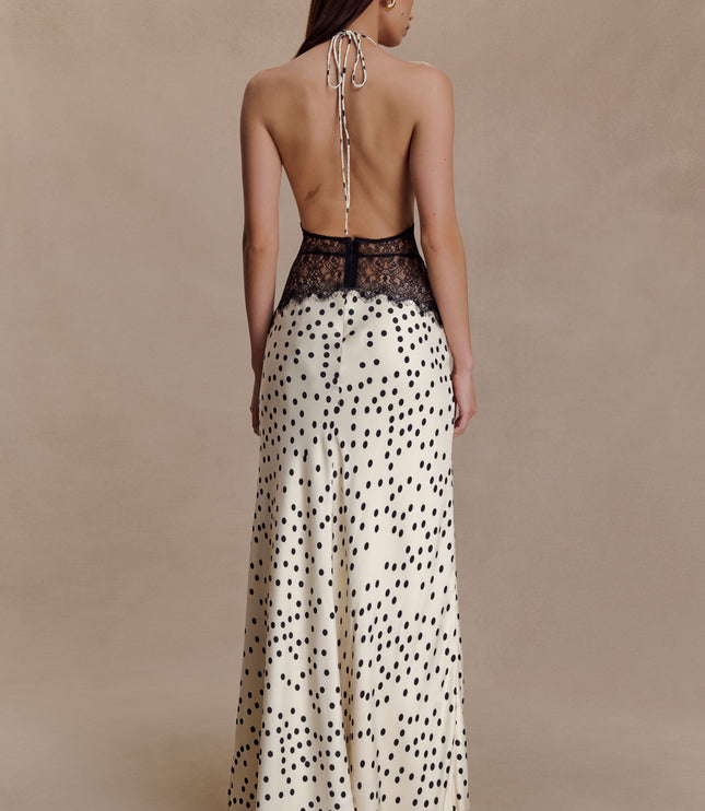 Vestido maxi de verano con lunares y escote en V para invitada de boda mujer