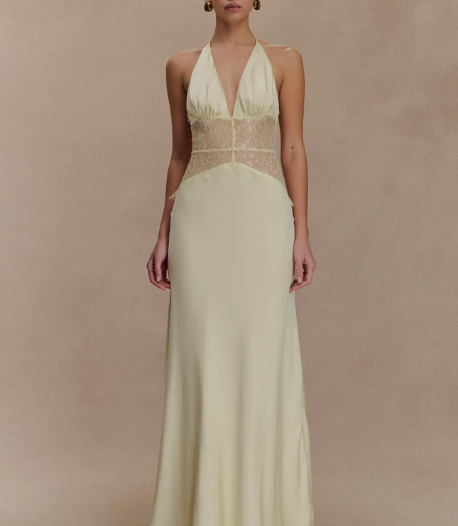 Vestido maxi de verano con lunares y escote en V para invitada de boda mujer