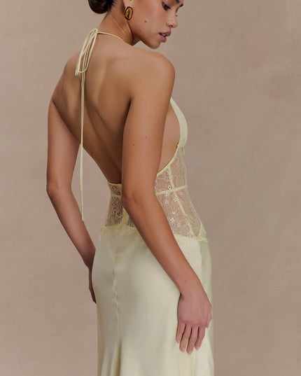 Vestido maxi de verano con lunares y escote en V para invitada de boda mujer
