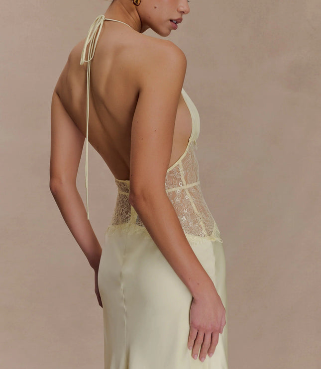 Vestido maxi de verano con lunares y escote en V para invitada de boda mujer