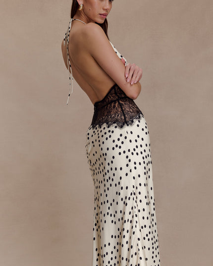 Vestido maxi de verano con lunares y escote en V para invitada de boda mujer