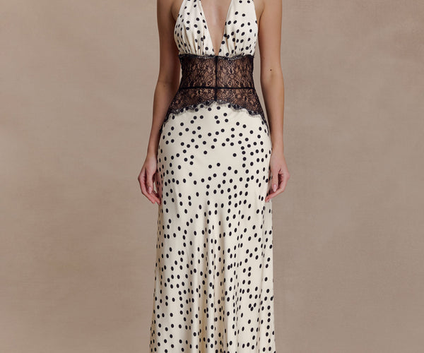 Women's Polka Dot Wedding Guest V-Neck Summer Maxi Dress – Lavirel