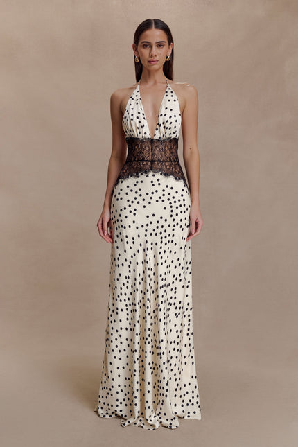 Vestido maxi de verano con lunares y escote en V para invitada de boda mujer