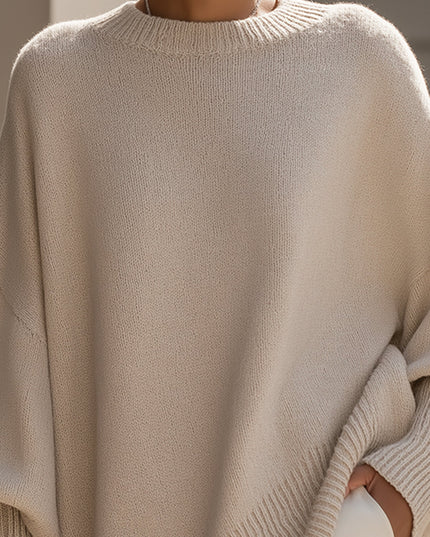 Women's Poncho-Cut Uneven Hem Knitted Jumper