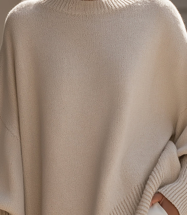 Women's Poncho-Cut Uneven Hem Knitted Jumper