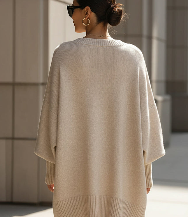 Women's Poncho-Cut Uneven Hem Knitted Jumper