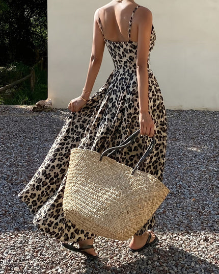 Women's Printed Maxi Dress with Thin Straps