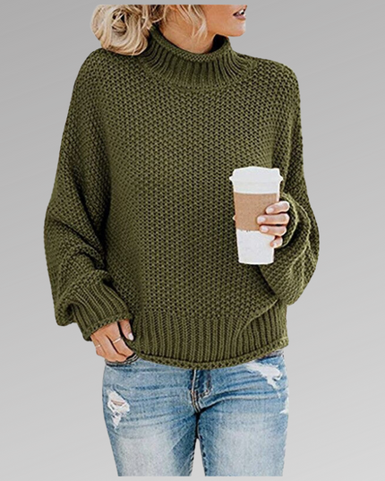 Women's Raised Pattern Ribbed Mock Neck Jumper