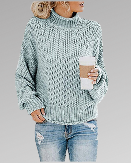 Women's Raised Pattern Ribbed Mock Neck Jumper