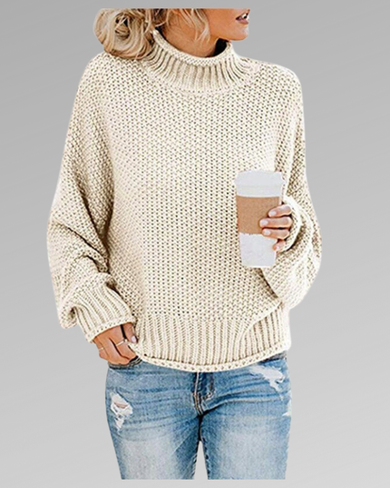 Women's Raised Pattern Ribbed Mock Neck Jumper