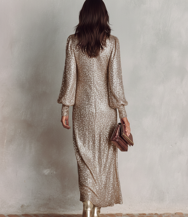 Women's Relaxed Split Skirt Maxi Sequin Dress