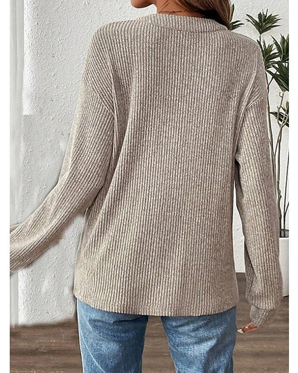 Nadia | Ribbed Button Henley Top