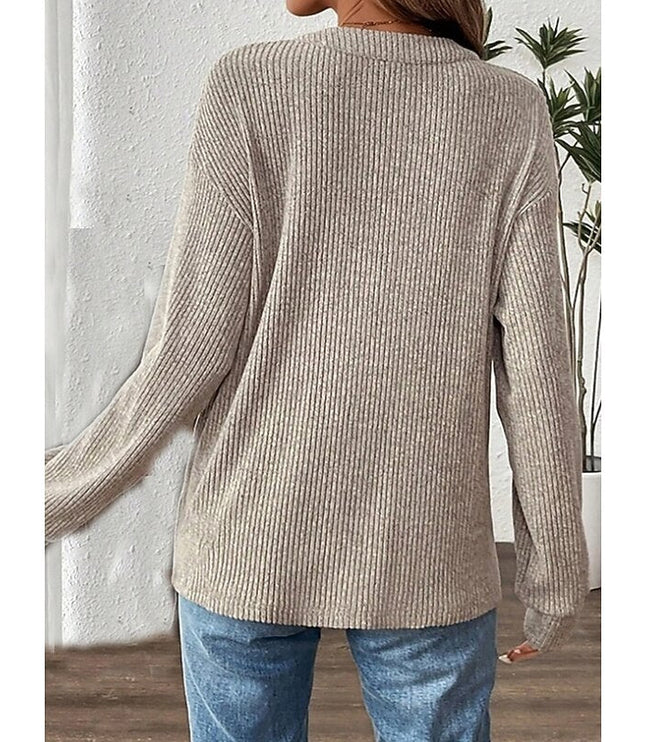 Nadia | Ribbed Button Henley Top