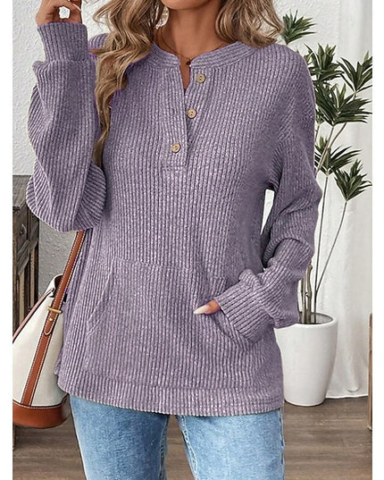 Nadia | Ribbed Button Henley Top