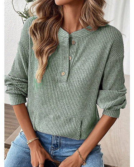 Nadia | Ribbed Button Henley Top
