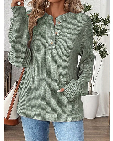 Nadia | Ribbed Button Henley Top