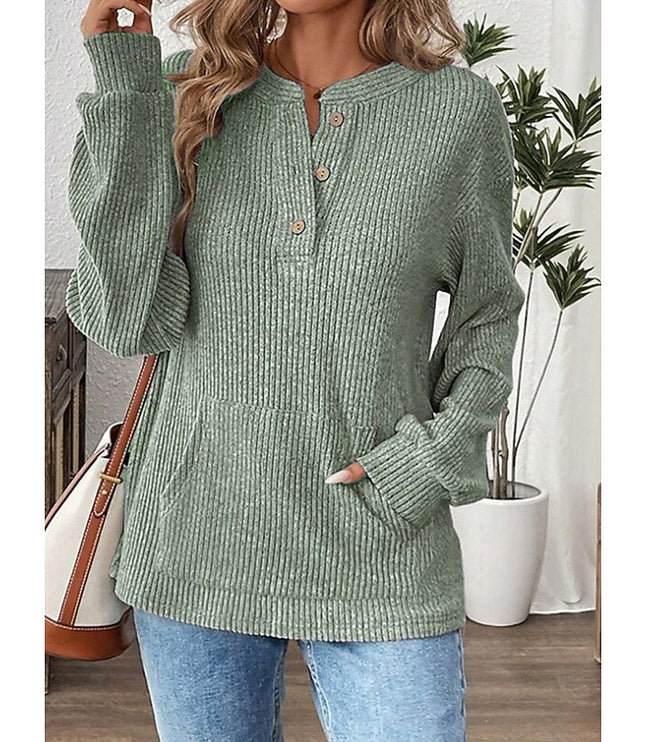 Nadia | Ribbed Button Henley Top