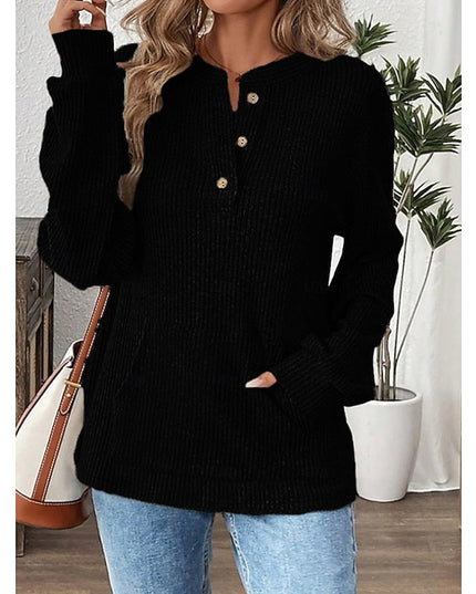Nadia | Ribbed Button Henley Top