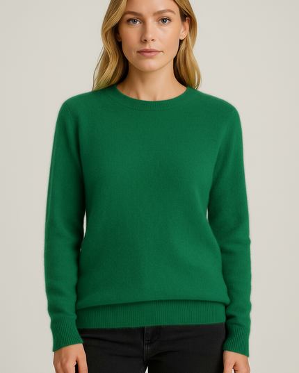 Women's Ribbed Edge Fine Knitted Crew Neck Jumper