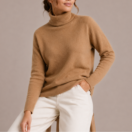 Women's Roll Neck Knitwear Jumper with Raglan Sleeves