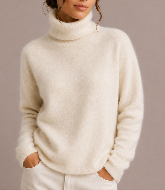 Women's Roll Neck Knitwear Jumper with Raglan Sleeves