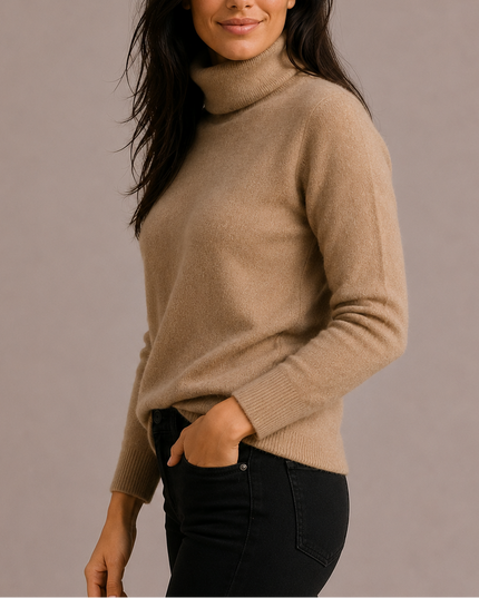 Women's Roll Neck Knitwear Jumper with Raglan Sleeves