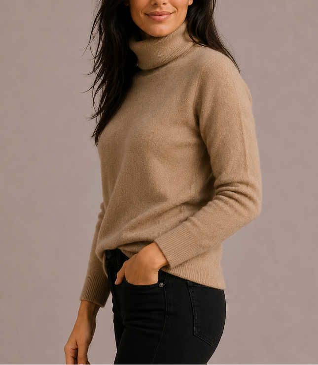 Women's Roll Neck Knitwear Jumper with Raglan Sleeves