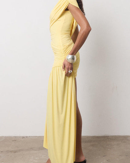 Women's Ruched Mini Party Dress with Draped Side Panel