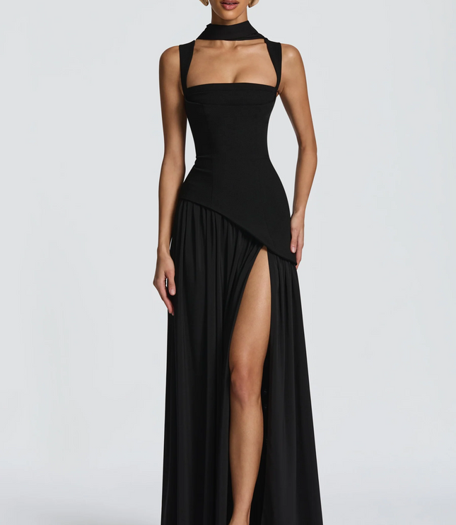 Women's Satin Finish Maxi Dress with Adjustable Straps