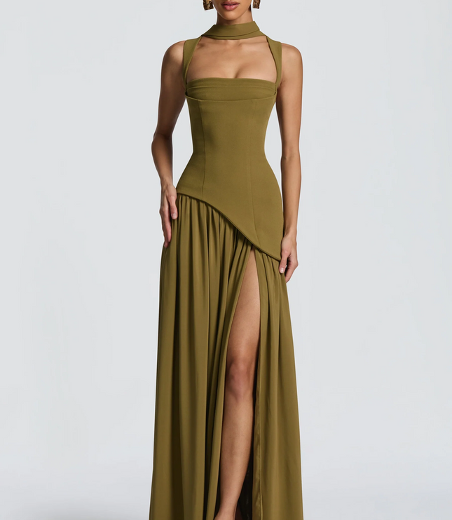 Women's Satin Finish Maxi Dress with Adjustable Straps