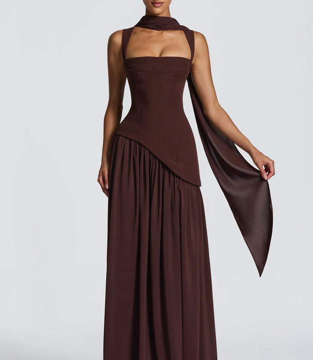 Women's Satin Finish Maxi Dress with Adjustable Straps